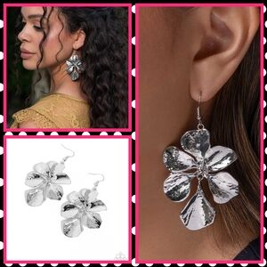 2/$10 Paparazzi - Petaled Phrase - Silver Earrings